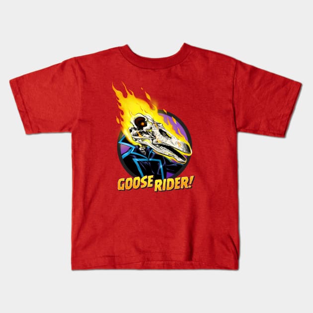 GOOSE RIDER! Kids T-Shirt by ThirteenthFloor